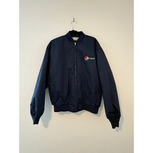 Vintage Aramark Pepsi Bomber Jacket Navy Blue Workwear Quilted Lined 1XLR
